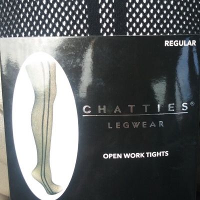 NEW Chatties Legwear Womens Open Work Fishnet Tights BLACK One Size Fits All